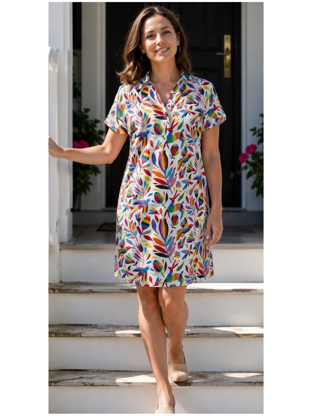 LAYERZ CLOTHING Women’s Size XS Multicolor Floral Print Short Sleeve Shirt Dress